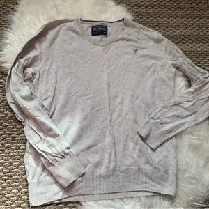 American Eagle Outfitters Oatmeal Athletic Fit Vneck Sweater